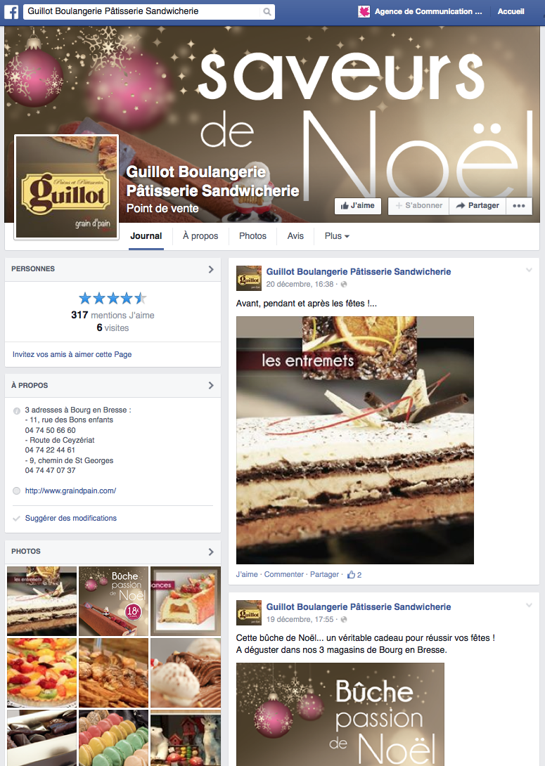 action de communication Facebook pour les boulangeries Guillot